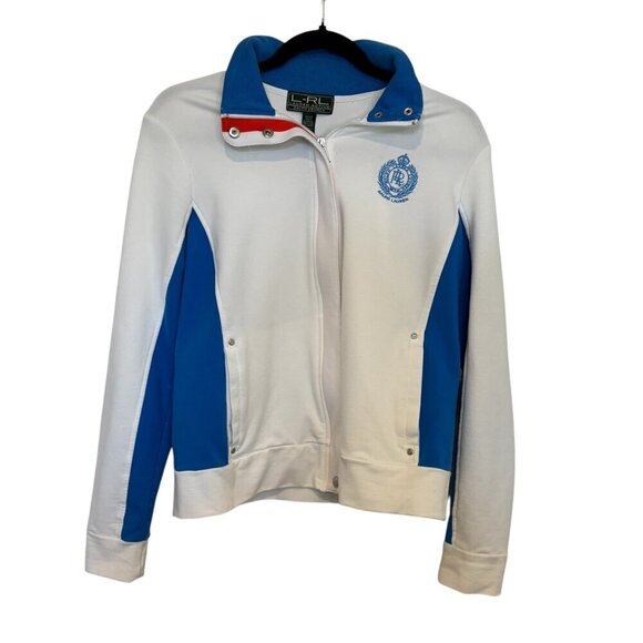 Lauren Ralph Lauren Women's White & Blue Lauren Active Zip Up Jacket Size M - Picture 4 of 7